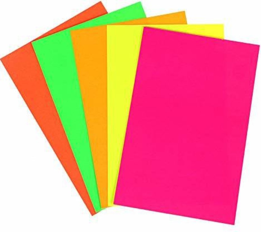 Paaroots 100 Sheets A4 Size Colored Fluorescent Paper Neon Craft Paper  Sheets for DIY, Scrapbooks, School Projects, Card Making, Posters, Hobbies  - Pack of 100 (5 Colors) - 100 Sheets A4 Size