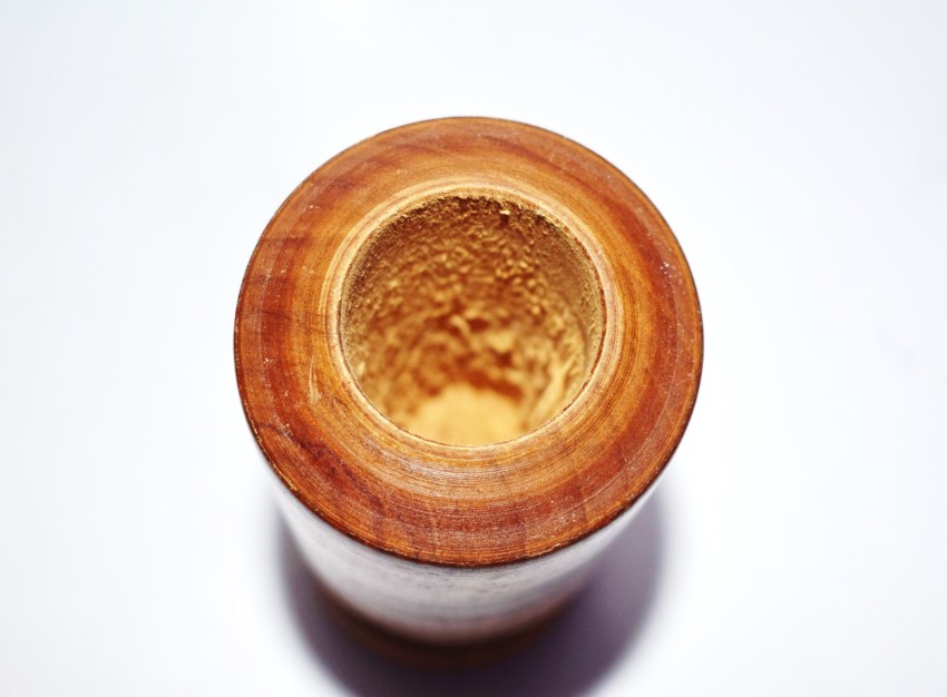 Vijaysar Wood Wooden Yellow Vijaysar Tumbler, Size: 4inch