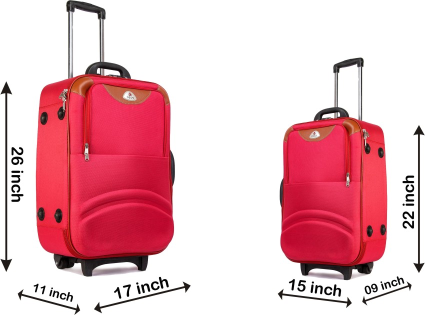 Safari Prisma 55 Cms & 65 Cms Small & Medium Polyester Soft Sided 4 Spinner  Wheels Luggage/Suitcase/Trolley Bag-Red