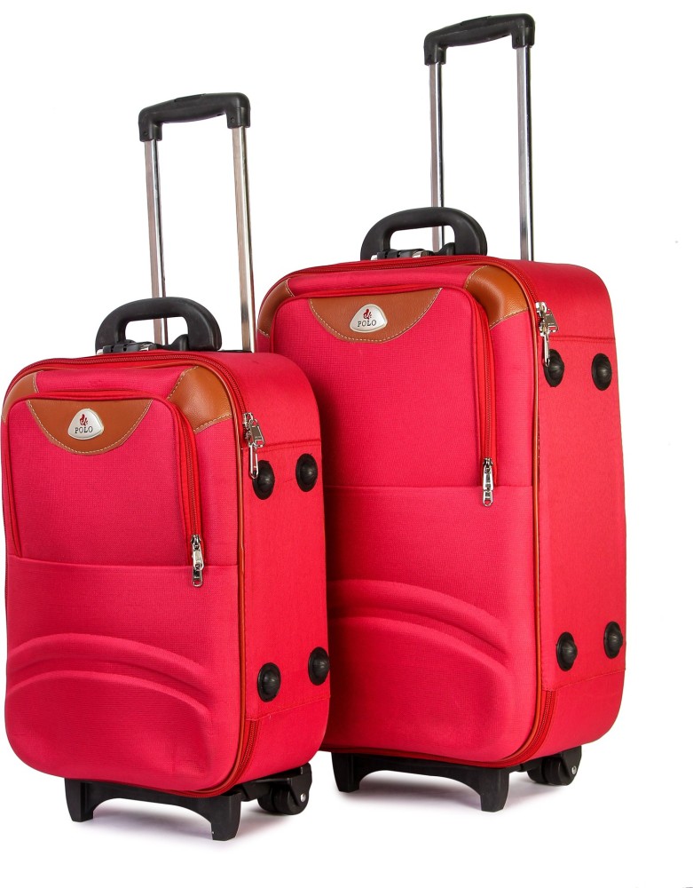 Safari Prisma 55 Cms & 65 Cms Small & Medium Polyester Soft Sided 4 Spinner  Wheels Luggage/Suitcase/Trolley Bag-Red