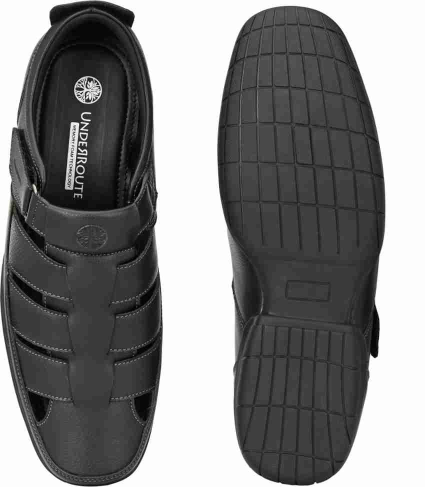 UNDERROUTE Memory Foam Men Black Sandals