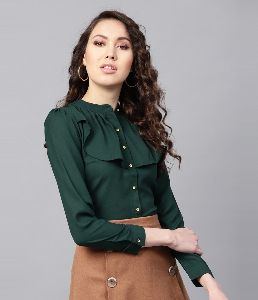 Buy Women Emerald Green V Neck Crop Top Online at Sassafras