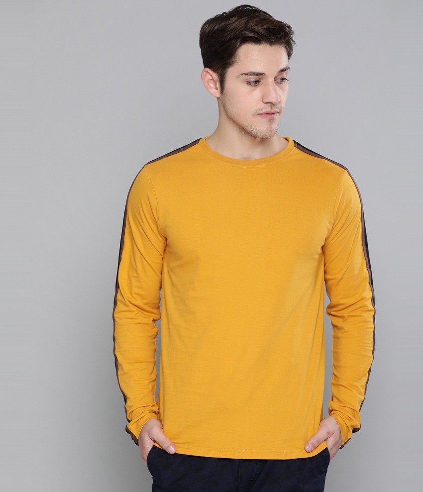 Yellow Trending Printed Cotton T Shirt For Men by LAZYCHUNKS