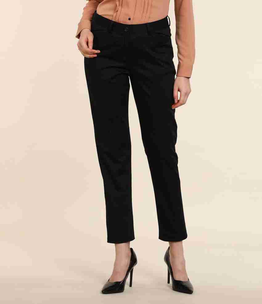 VAN HEUSEN Regular Fit Women Black Trousers - Buy VAN HEUSEN Regular Fit  Women Black Trousers Online at Best Prices in India