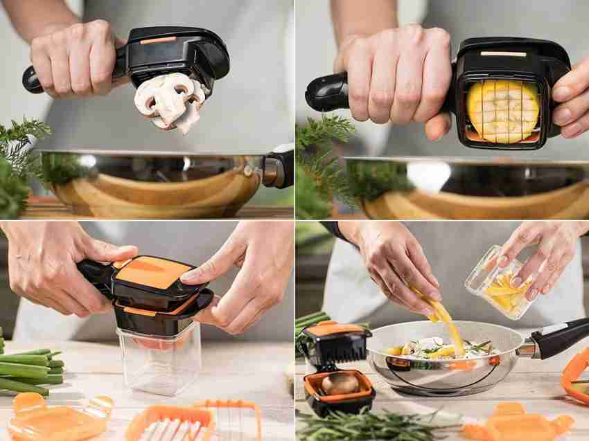 5 In 1 Chopper Nicer- Manual Vegetable Quick Dicer Fruit Chopper Slicer  Non-skid Base