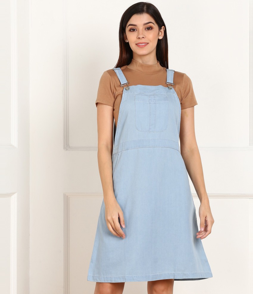 Tokyo Talkies Women Pinafore Light Blue Dress - Buy Tokyo Talkies