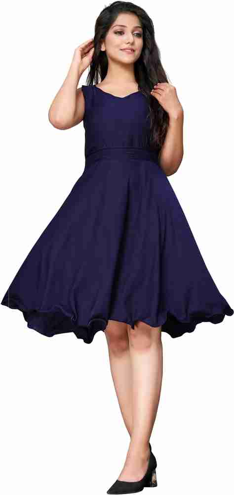 G V ENTERPRISE Women Skater Dark Blue Dress Buy G V ENTERPRISE