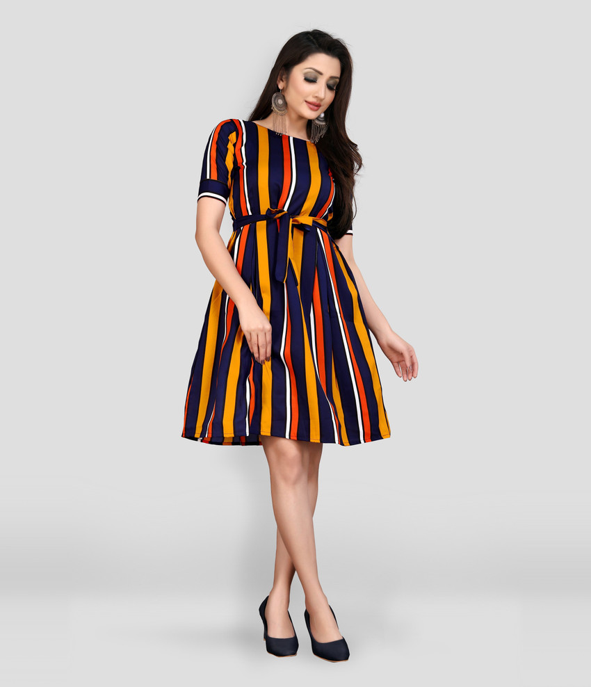MAA FAB Women A line Orange Dress Buy MAA FAB Women A line