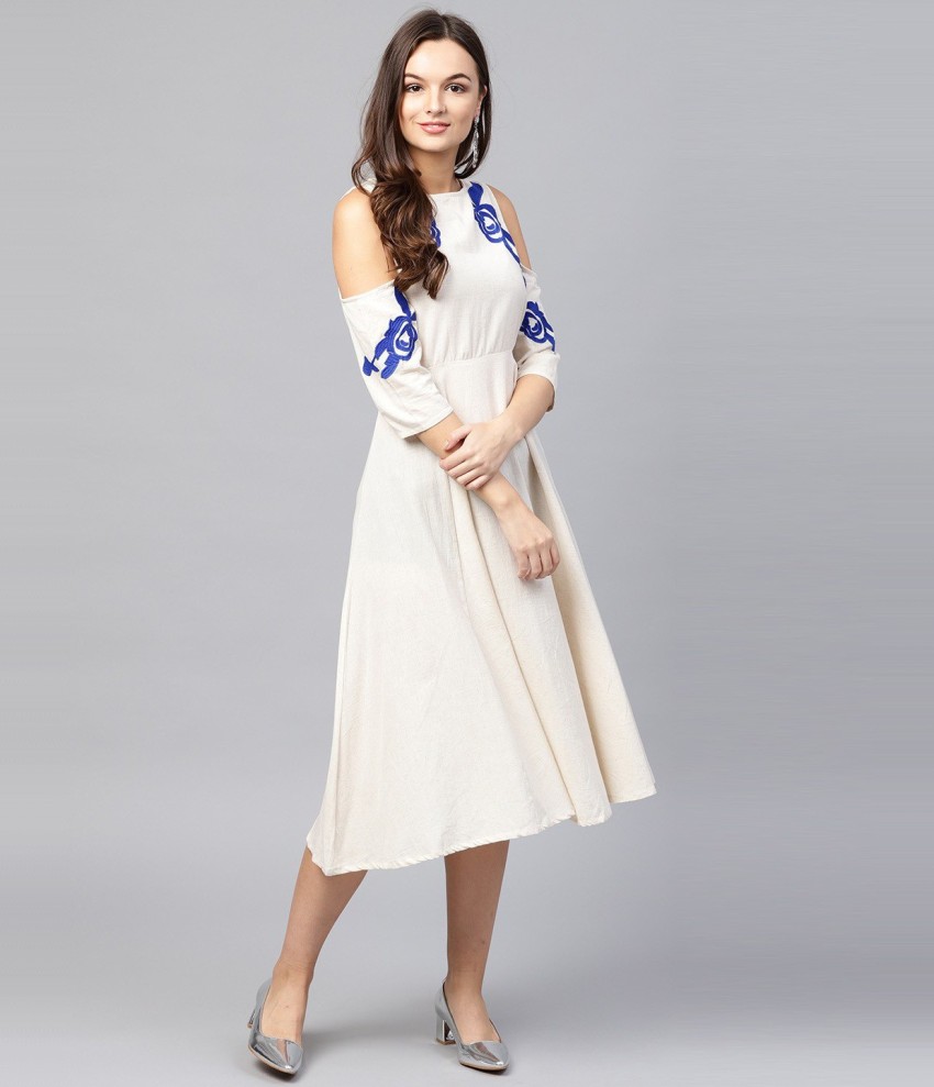 SASSAFRAS Women Fit and Flare White Dress Buy SASSAFRAS Women Fit and Flare White Dress Online at Best Prices in India Flipkart