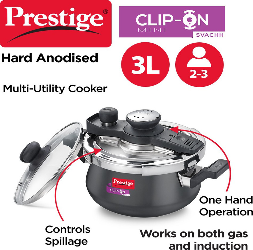 Prestige Svachh Clip on Mini Handi 3 L Outer Lid Induction Bottom Pressure Cooker Price in India Buy Prestige Svachh Clip on Mini Handi 3 L Outer Lid Induction Bottom Pressure