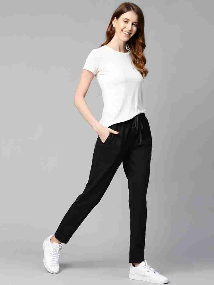 Mast & Harbour Solid Women Black Track Pants - Buy Mast & Harbour Solid Women  Black Track Pants Online at Best Prices in India