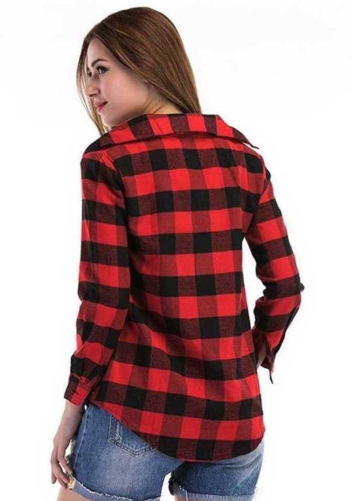 Black red outlet check shirt womens