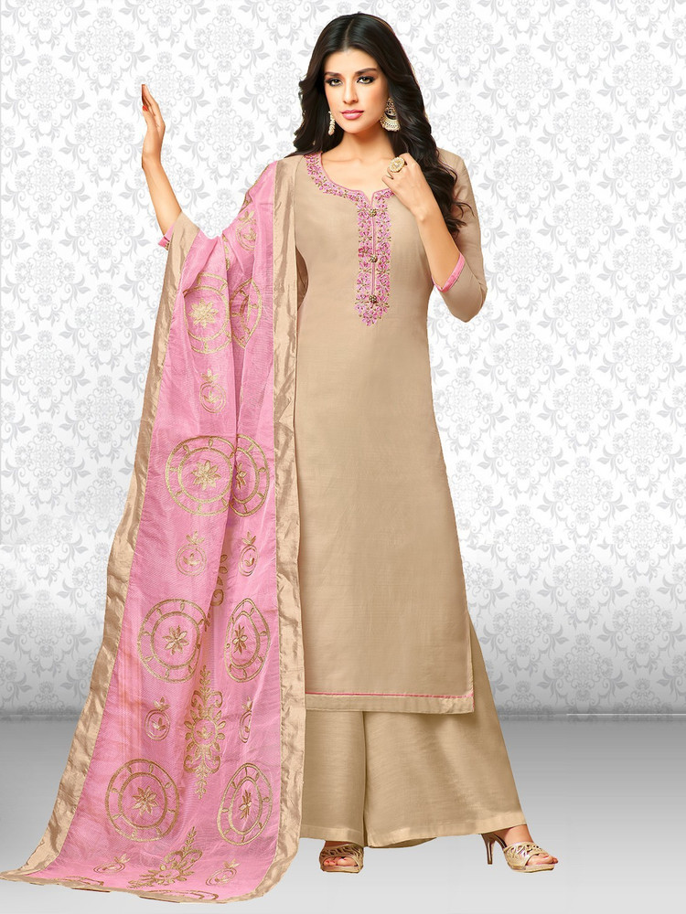 Divastri Chanderi Embroidered Salwar Suit Material Price in India