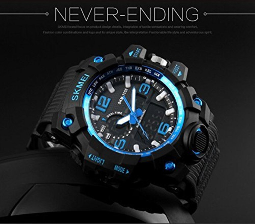 Skmei 1155 blue outdoor sports dual time watch new arrivals
