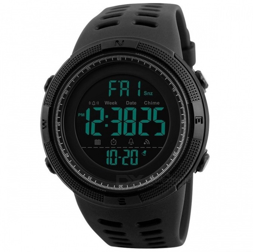 All black digital top watch