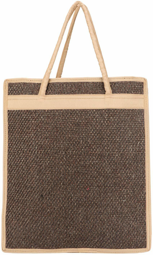 Flipkart Fclues Eco friendly Jute Lunch Bag for Everyday Use with Top Zipper Brown 14 X 4.5 X 12 Inch Set of 2 Pc Lunch Bag Lunch Bag