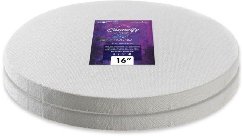 Canvasify Medium Grain Stretched Round Canvas 16 (Pack of  2) Cotton Medium Grain Stretched Canvas Board (Set of 2) 