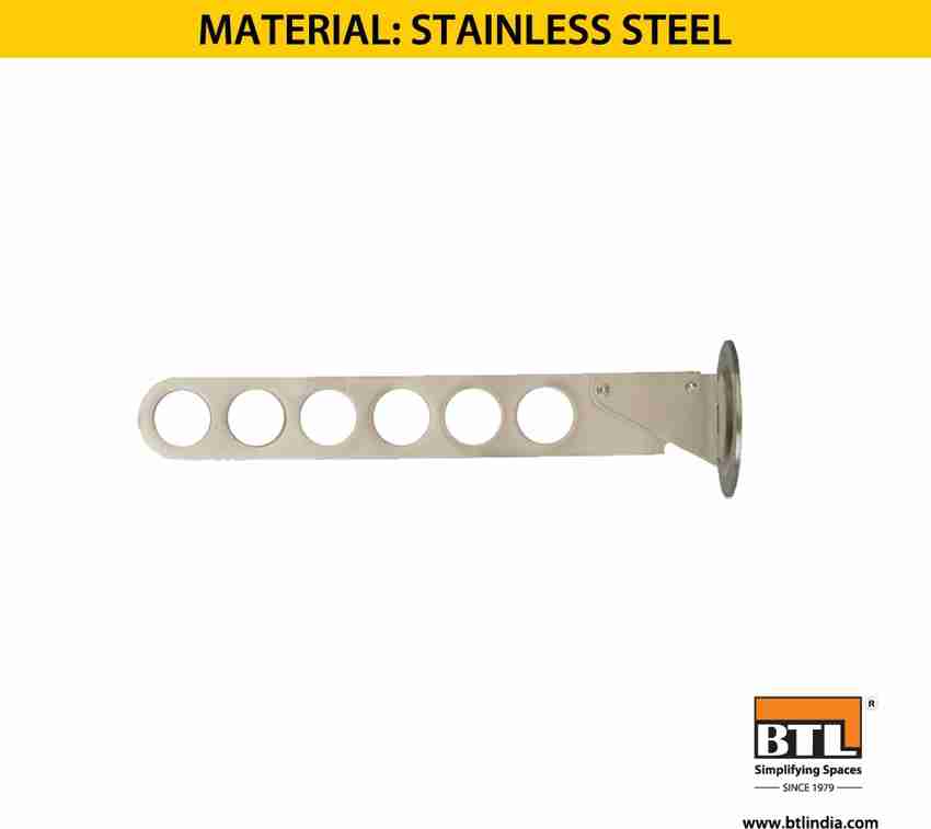 BTL 6 Holes Adjustable Clothes Hanger Holder Screw Mounting Inside of Wardrobe Closet Storage Organizer Stainless Steel Wardrobe Accessories Clothes Hanger Holder Wall Mount BWA HR 102 6S Steel Saree ...