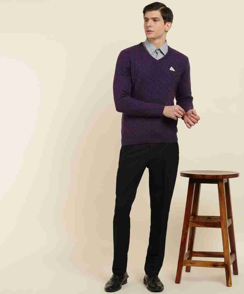 Mens purple clearance sweater outfit