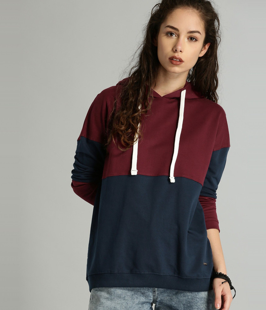 Colour block sales hoodie women