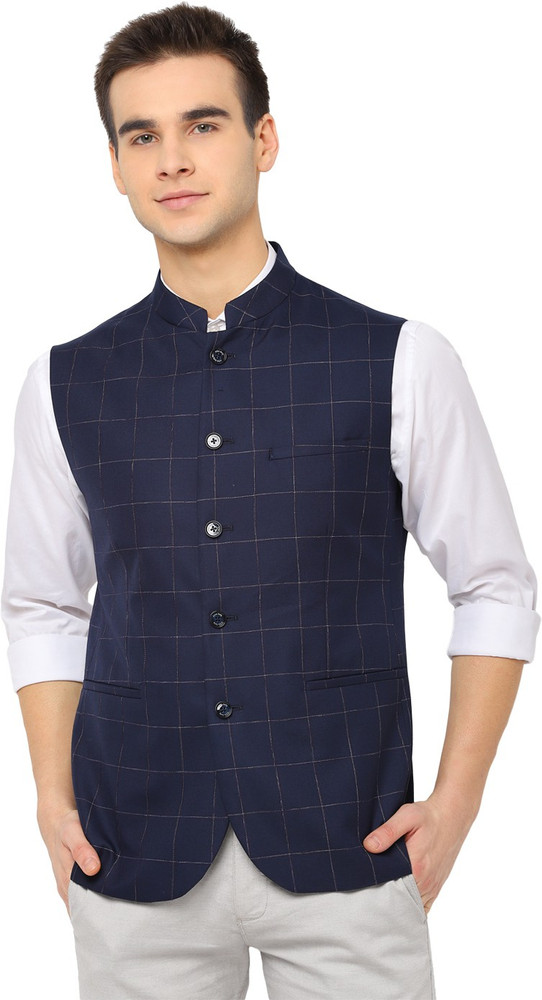 Allen Solly Sleeveless Checkered Men Jacket