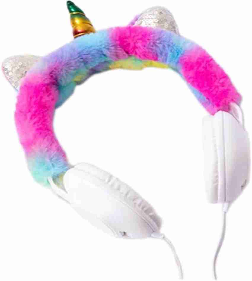 Crazycute Unicorn Soft Fur Headphones for Girls Wired 3.5mm Jack