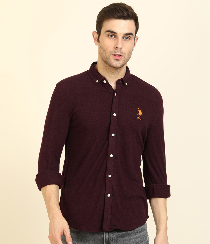 Maroon polo shop button down