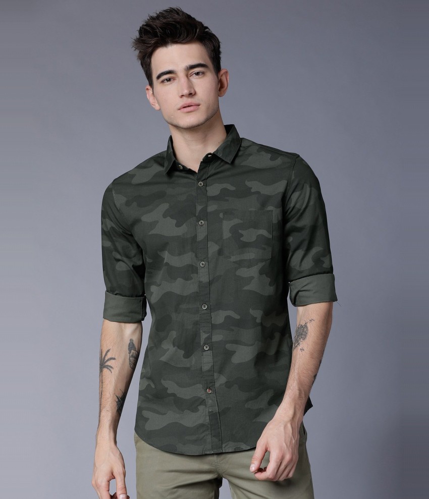 lee cross military camouflage casual green shirt