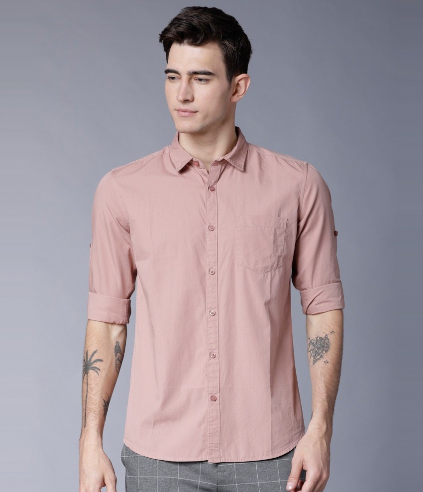 Buy Slim Fit Solid Collar Casual Shirt Maroon Peach and Sky Blue