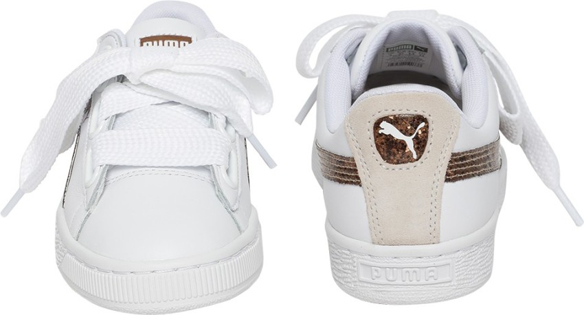 Puma basket white rose sales gold