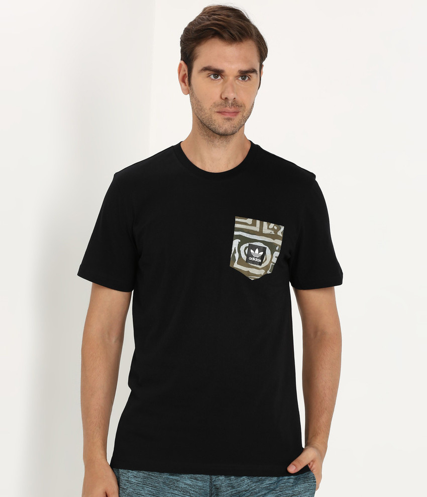 ADIDAS ORIGINALS Printed Men Round Neck Black T Shirt
