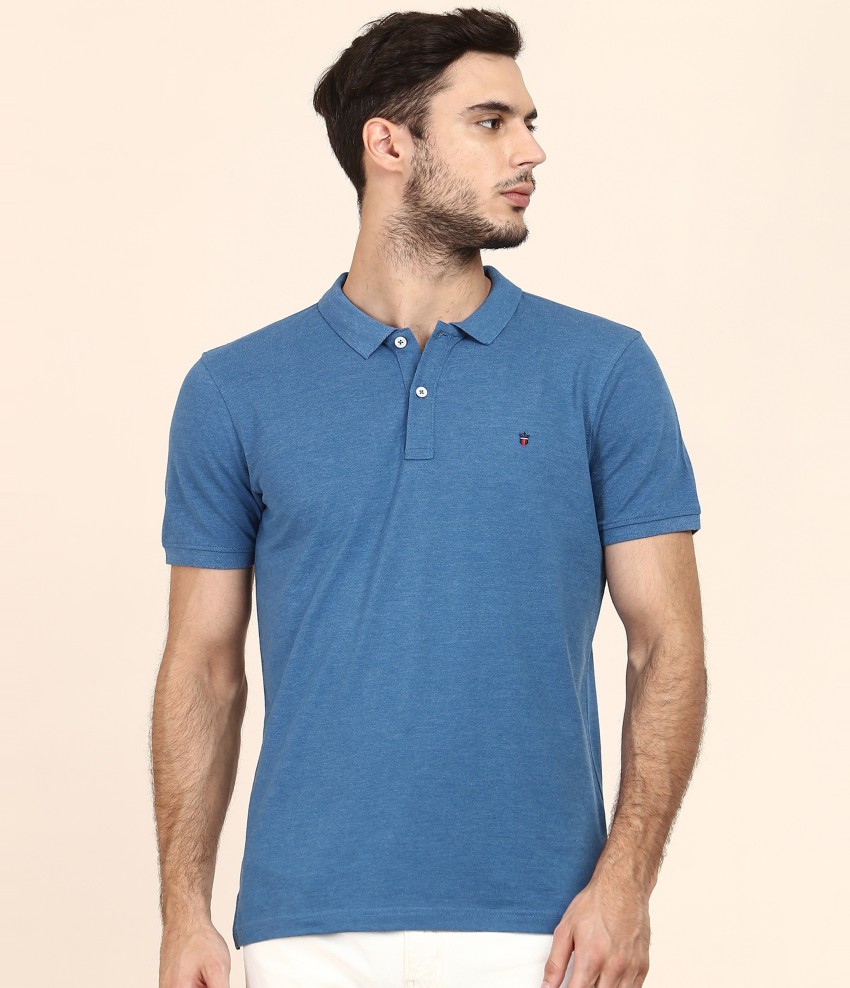 Louis Philippe Sport Solid Men Polo Neck Blue T-Shirt - Buy Louis Philippe  Sport Solid Men Polo Neck Blue T-Shirt Online at Best Prices in India