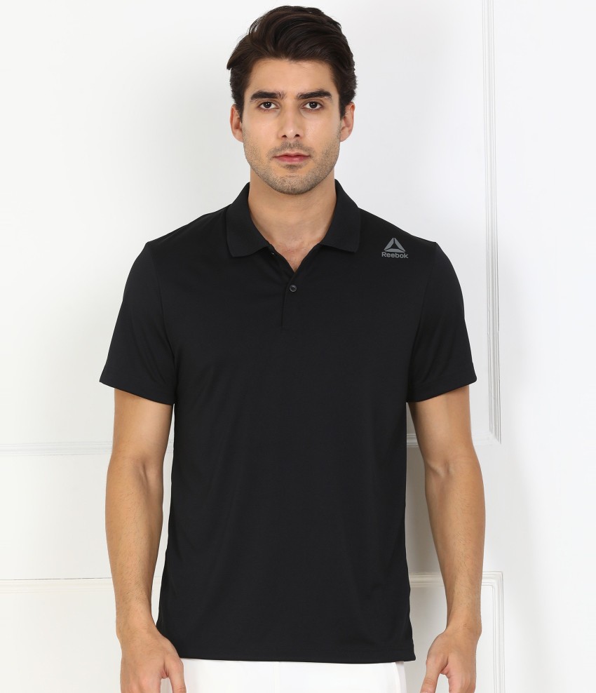 REEBOK Solid Men Polo Neck Black T Shirt Buy REEBOK Solid Men Polo Neck Black T Shirt Online at Best Prices in India Flipkart