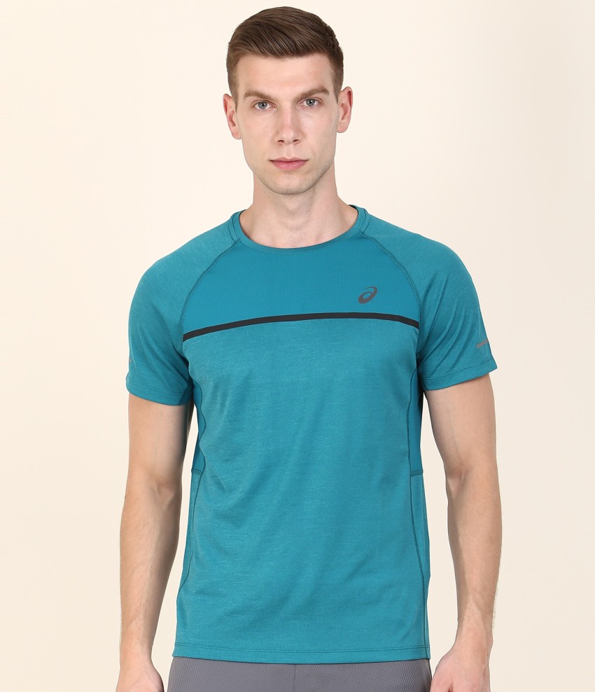 Asics Colorblock Men Round Neck Green T Shirt Buy Asics