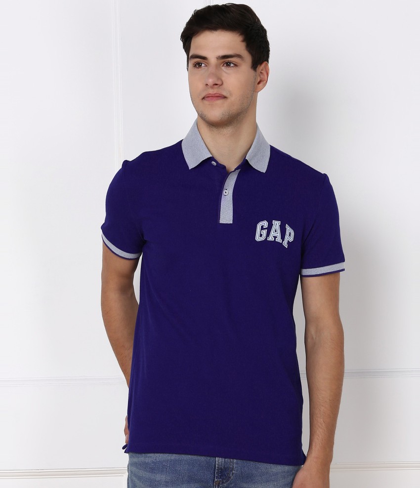 GAP Solid Men Polo Neck Blue T-Shirt - Buy GAP Solid Men Polo Neck Blue  T-Shirt Online at Best Prices in India