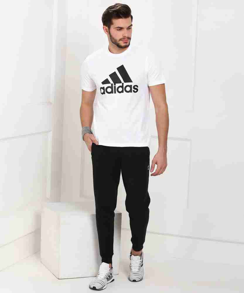 ADIDAS Sporty Men Round Neck White T Shirt