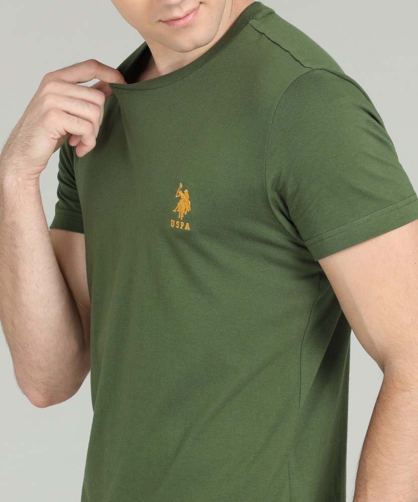U.S. Polo Assn. Mens Burnt Olive Cotton Long Sleeve Polo Shirt - Green