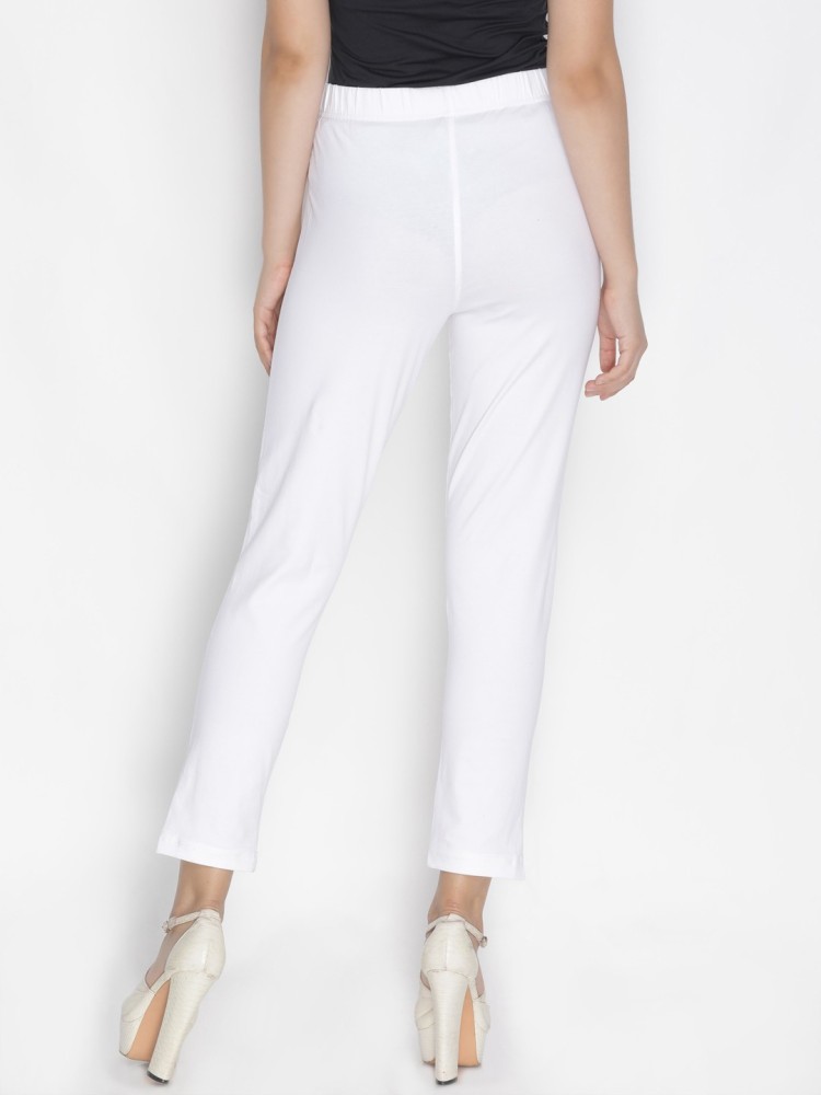 White Solid Pants