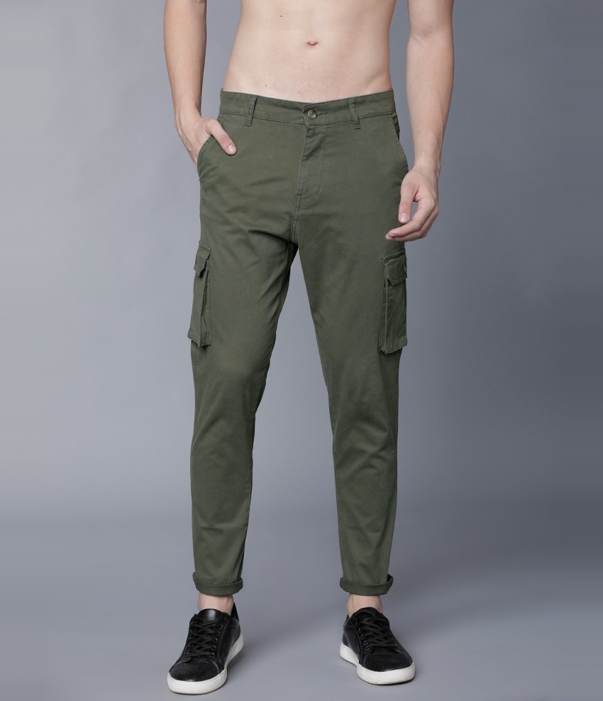 Buy Men Olive Green Solid Slim Fit Trousers online  Looksgudin