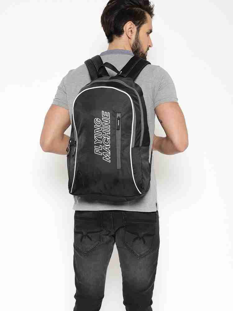 FLYING MACHINE Men Brand Logo Backpack 23 L Backpack Black Price