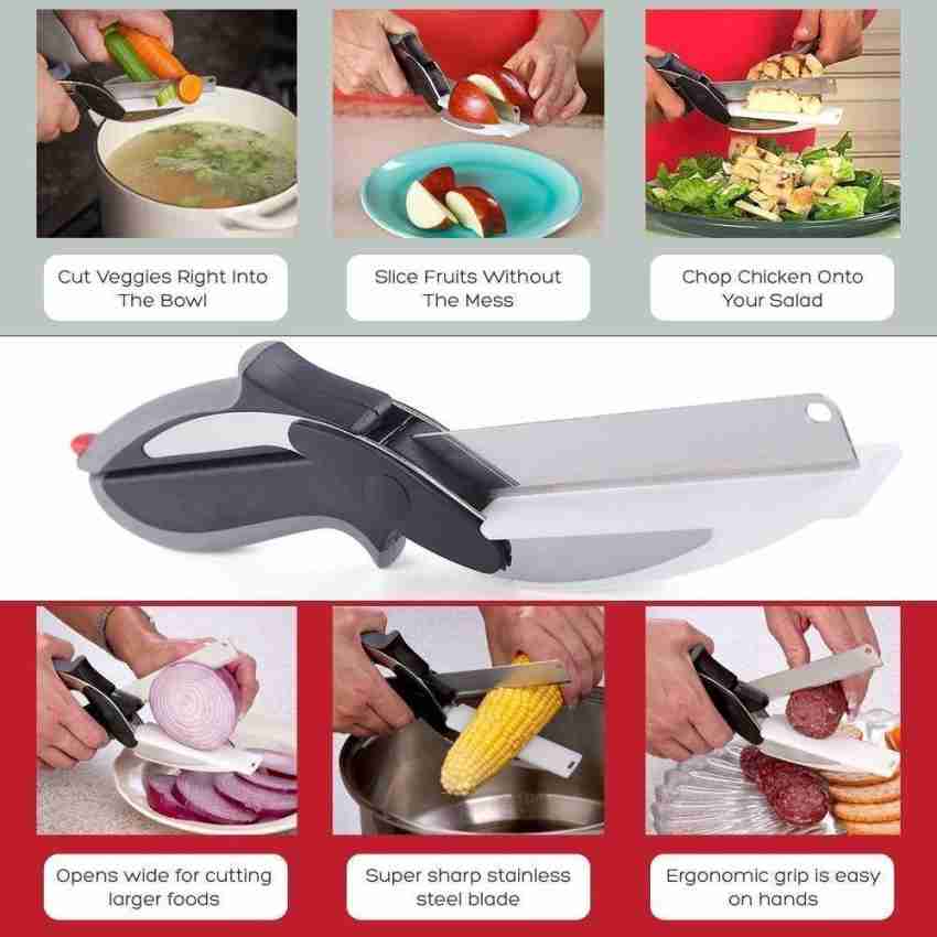 1pc 2 In 1 Food Cutter Kitchen Scissors, Salad Chopper Vegetable Cutter  With Built-in Cutting Board