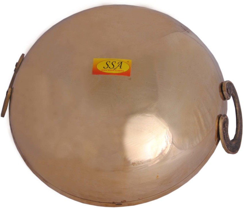 Buy HAZEL Brass Kadai Tasra with Kalai, 100% Pure Brass Kadhai with Tin  Coating, Hammered Pital Kadai without Handle for Cooking and Serving