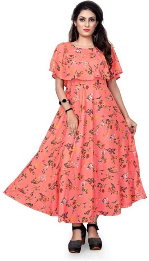 FASHION FLY Women Gown Orange Dress  Buy FASHION FLY Women Gown Orange  Dress Online at Best Prices in India  Flipkartcom