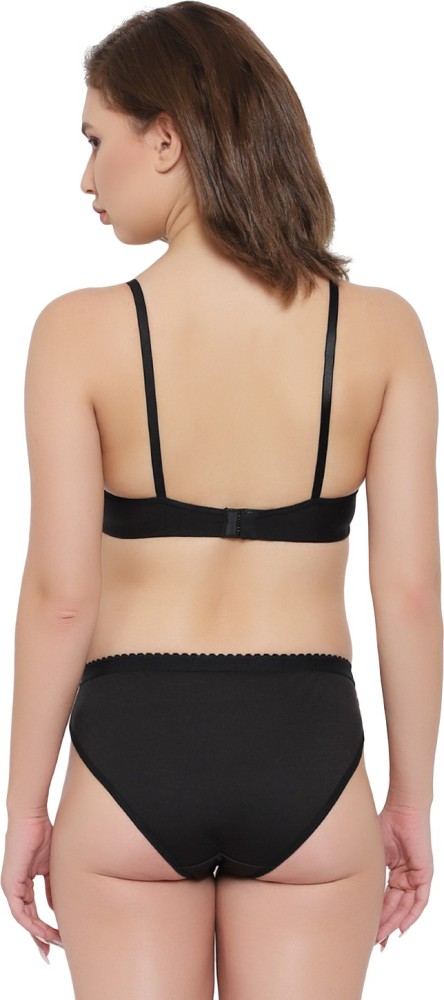 Buy EARMARK Women's Cotton Bra and Panty Lingerie Sets (Black, 36