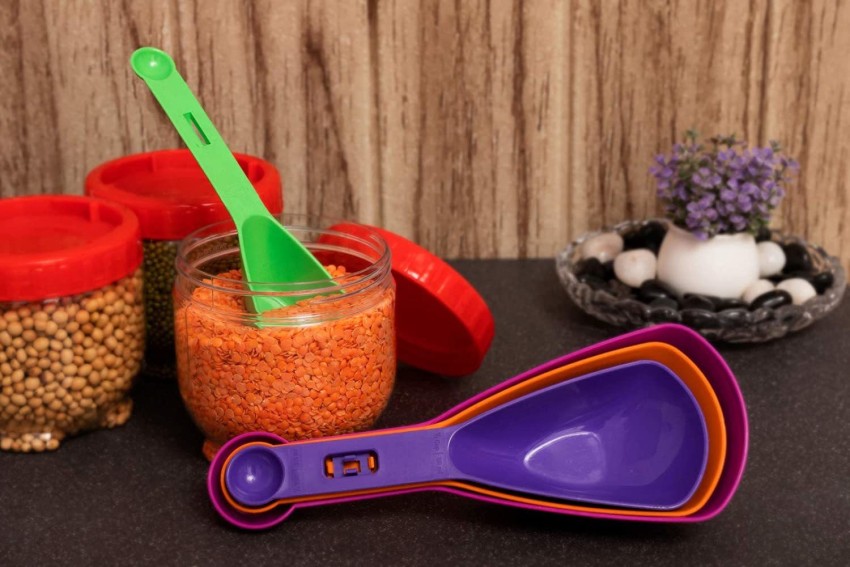 Buy Kuber Industries Purple Plastic Measuring Cup and Spoon Set