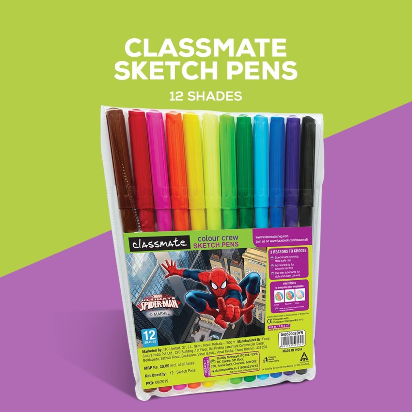 Classmate Colour Crew Sketch Pens - 12 Shades