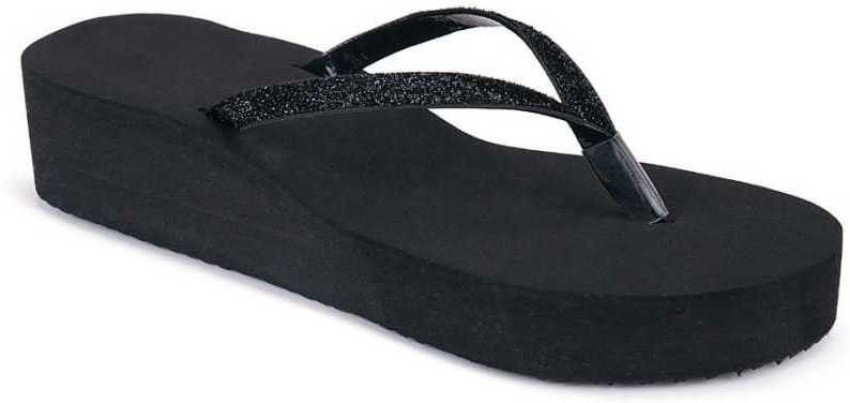 Black shiny best sale flip flops