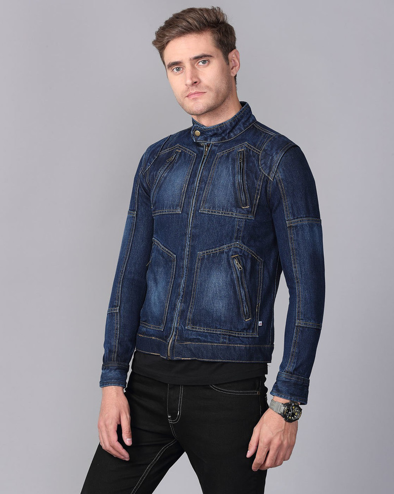 Chinese collar denim jacket for mens online