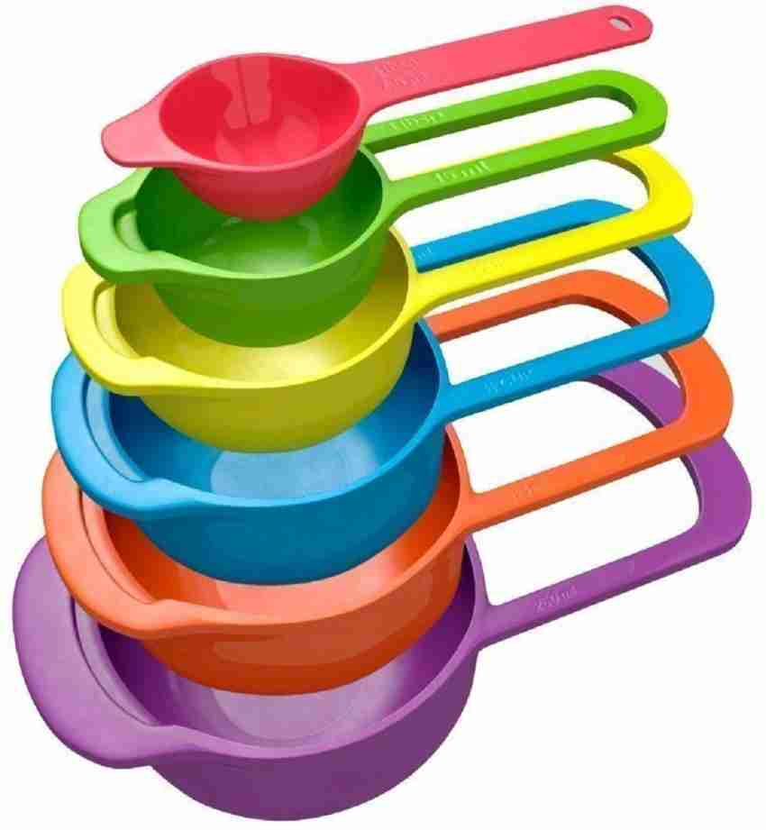 plastic rainbow colored cups in set