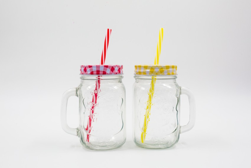 Buy Saaikee Set of 4 Mason Jar with Lid and Straw, Juice Jar With